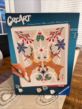 CreArt Paint-by-Numbers Christmas Reindeer Canvas